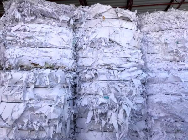 White shredded waste office paper